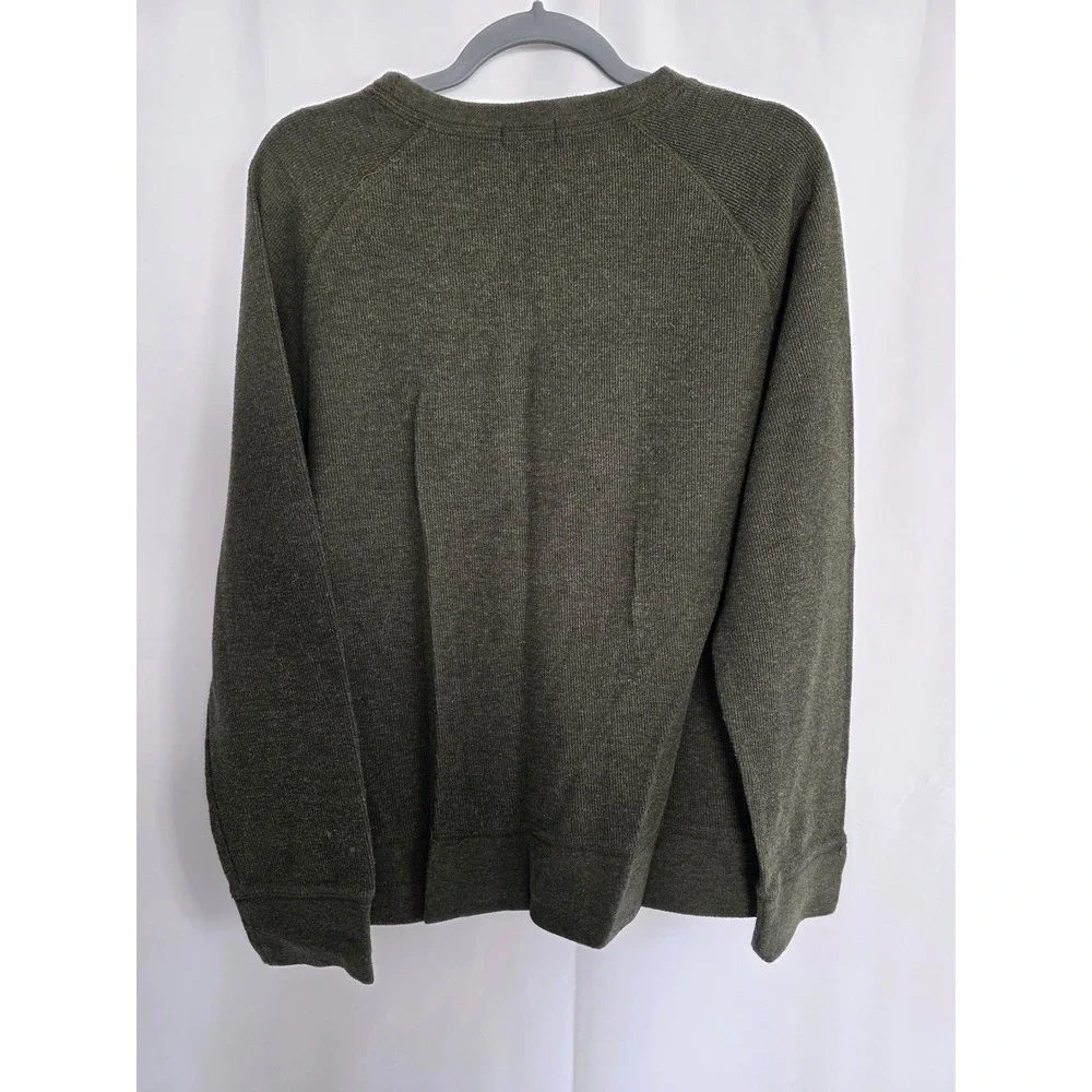 Banana‎ Republic Mens Sweater Crew Neck Olive Green Waffle Knit Pullover L